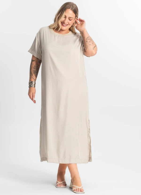 Secret Glam - Vestido Super Midi Plus Size Bege 2