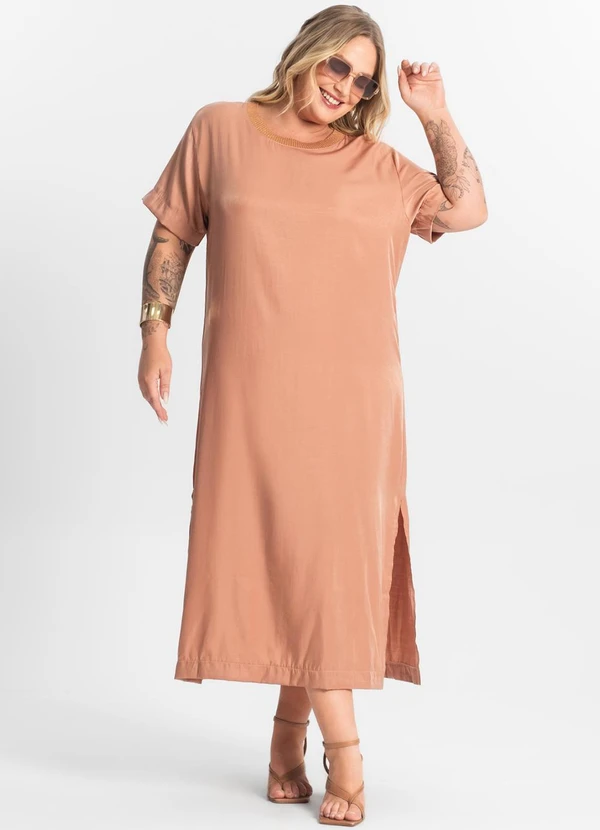 Secret Glam - Vestido Super Midi Plus Size Marrom 2