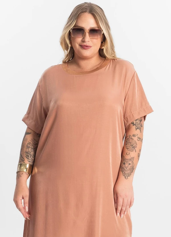 Secret Glam - Vestido Super Midi Plus Size Marrom 1