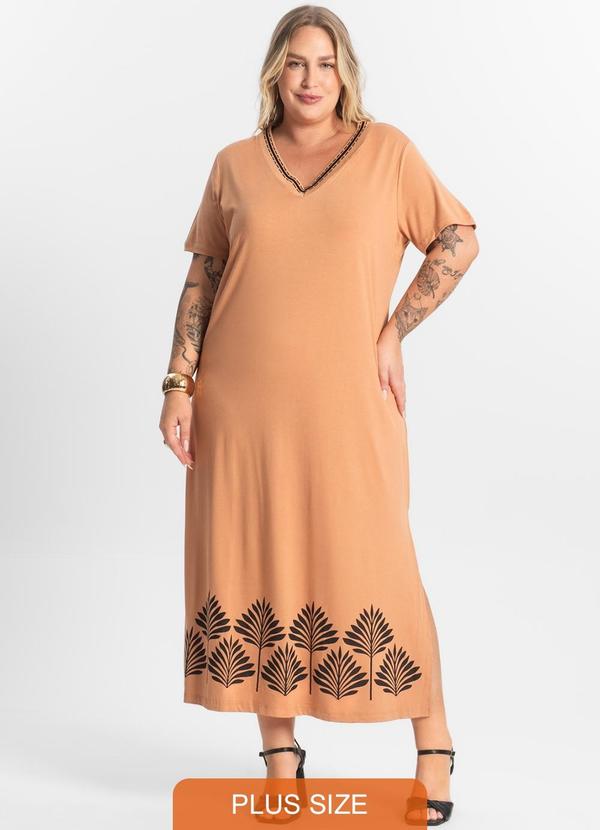Secret Glam - Vestido Super Midi Plus Size Marrom