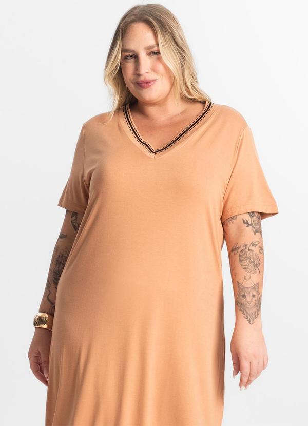 Secret Glam - Vestido Super Midi Plus Size Marrom 4