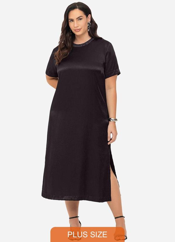Secret Glam - Vestido Super Midi Plus Size Preto