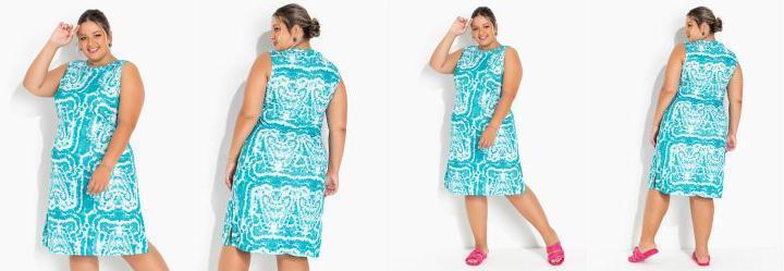 Vestido Tie Dye com Fendas Laterais Plus Size