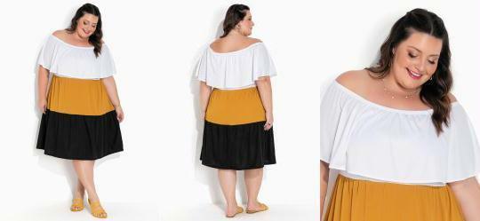 Vestido Tricolor Ciganinha Plus Size