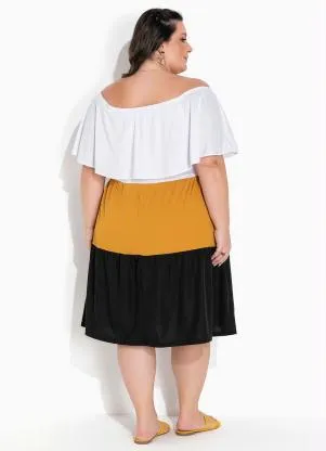 Marguerite - Vestido Tricolor Ciganinha Plus Size - MARGUERITE