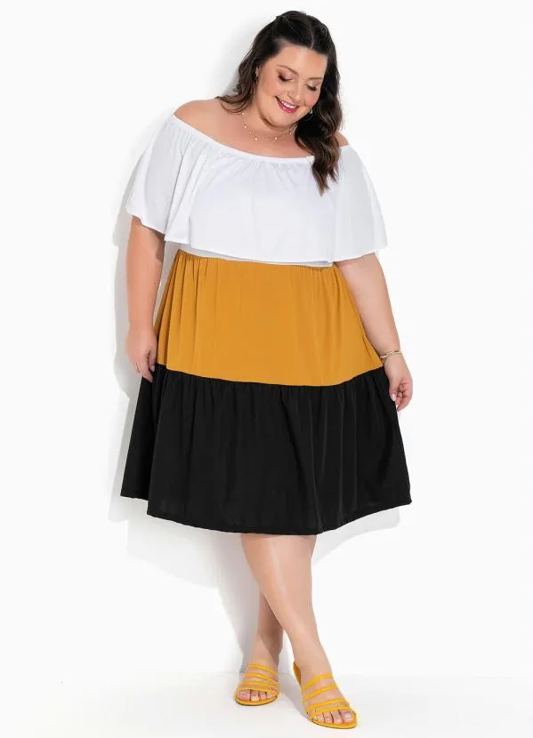 Marguerite Vestido Tricolor Ciganinha Plus Size