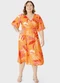 Malwee - Vestido Tropical Mídi Evasê com PlusLaranja - variação: Laranja
