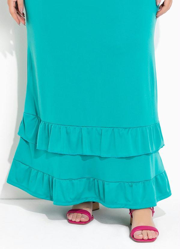 Marguerite - Vestido Turquesa com Babadinhos Plus Size 3