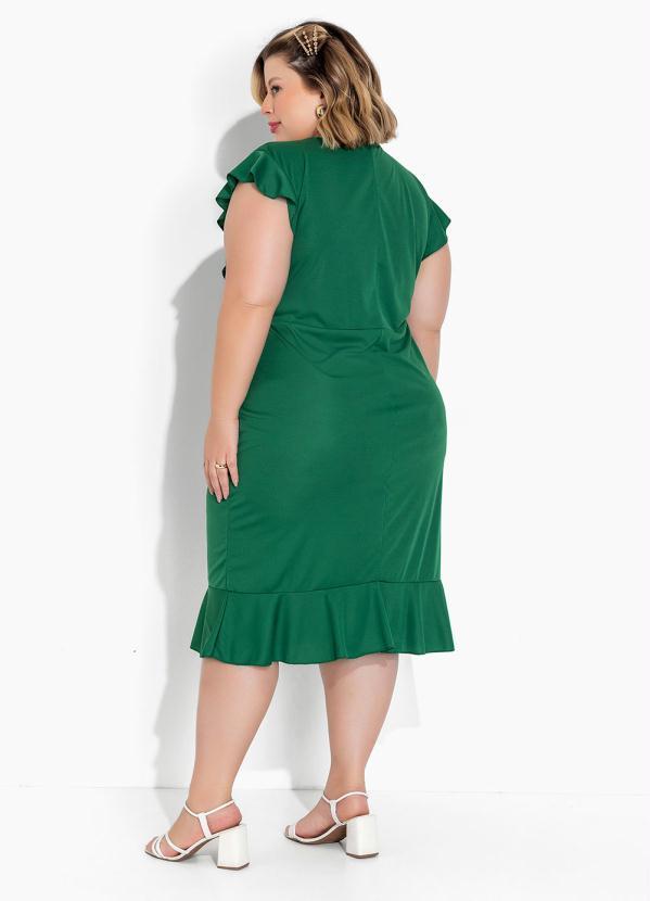 Marguerite - Vestido Verde Bandeira com Botões Plus Size 3