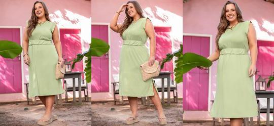 Vestido Verde Claro em Malha Suede