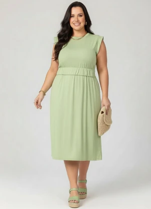 Marguerite - Vestido Verde Claro em Malha Suede - MARGUERITE