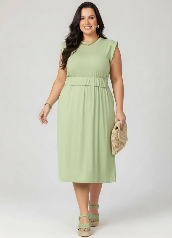 Marguerite - Vestido Verde Claro em Malha Suede