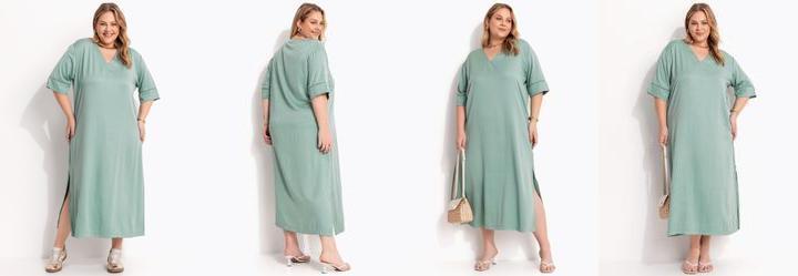 Vestido Verde Claro em Viscose Plana