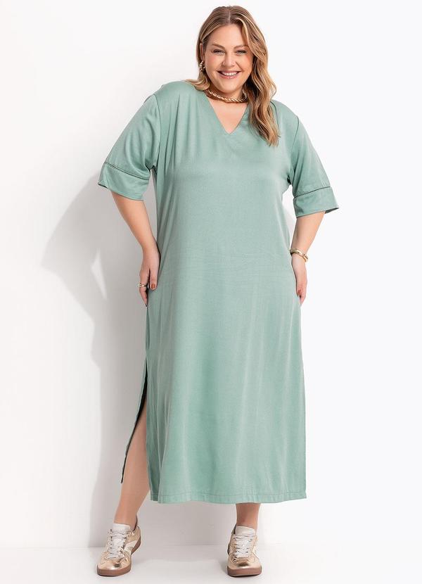 Vestido (Verde Claro) em Viscose Plana