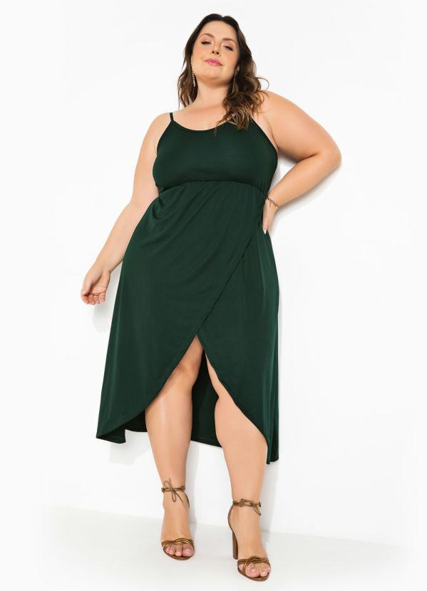 Marguerite - Vestido Verde com Fenda Plus Size