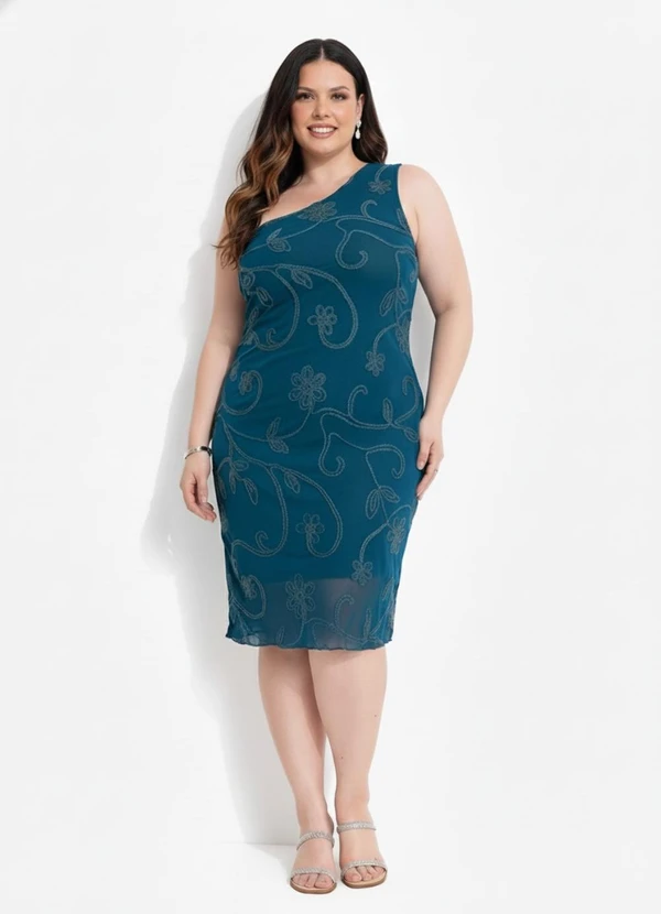 Marguerite - Vestido Verde Escuro em Tule Bordado