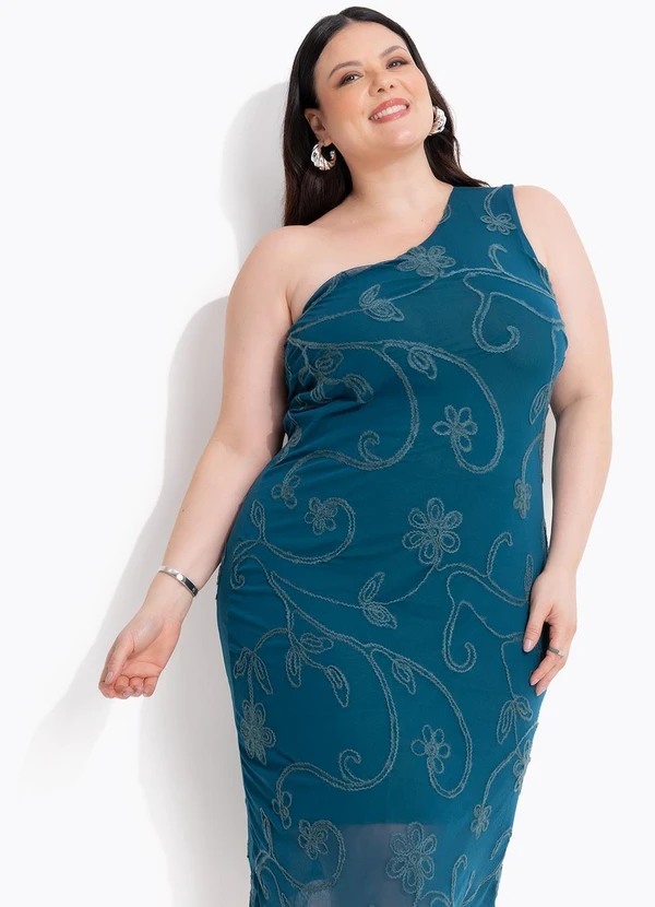 Marguerite - Vestido Verde Escuro em Tule Bordado 6