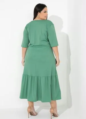 Marguerite - Vestido Verde Menta com Franzido Plus Size - MARGUERITE