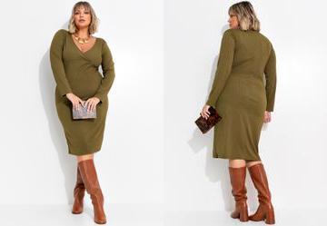 Vestido Verde Militar em Canelado