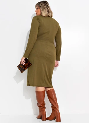 Marguerite - Vestido Verde Militar em Canelado - MARGUERITE