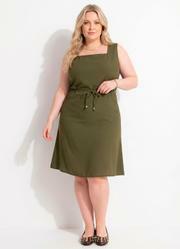 Vestido Verde Militar em Linho