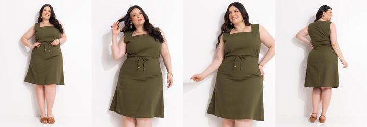 Vestido Verde Militar em Linho