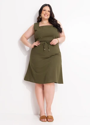 Marguerite - Vestido Verde Militar em Linho - MARGUERITE