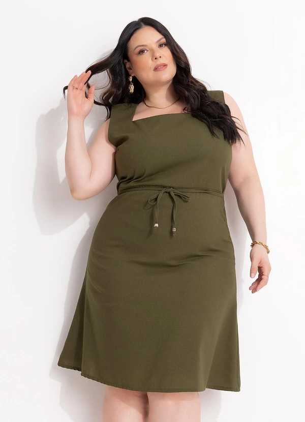 Marguerite - Vestido Verde Militar em Linho 3