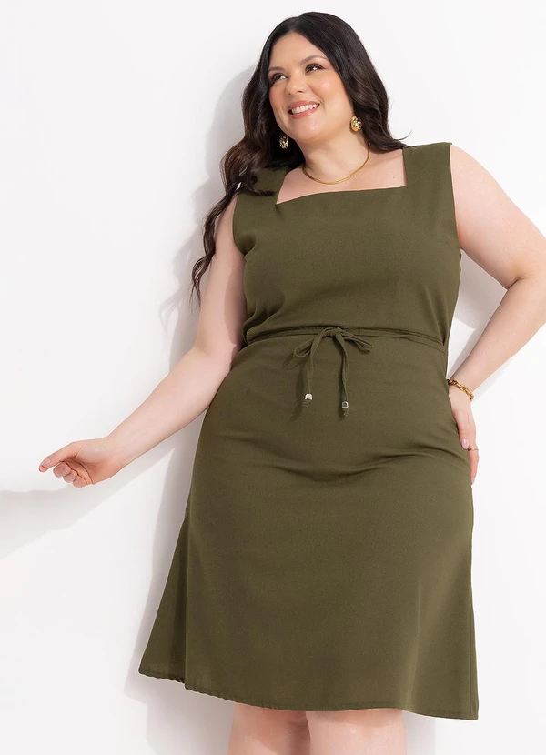 Marguerite - Vestido Verde Militar em Linho 2