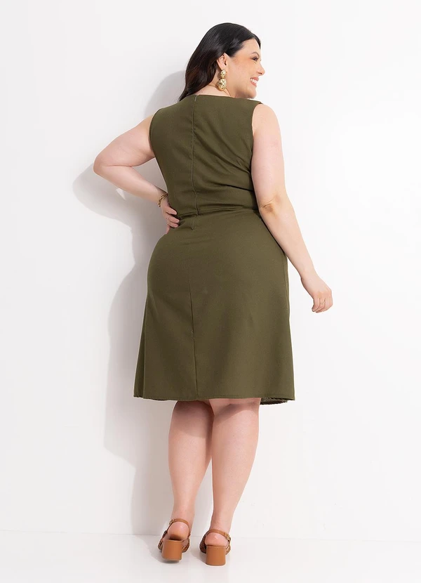 Marguerite - Vestido Verde Militar em Linho
