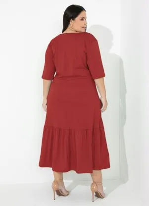 Marguerite - Vestido Vermelho com Franzido Plus Size - MARGUERITE