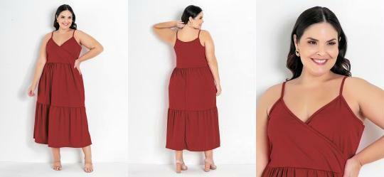 Vestido Vermelho com Transpasse Plus Size
