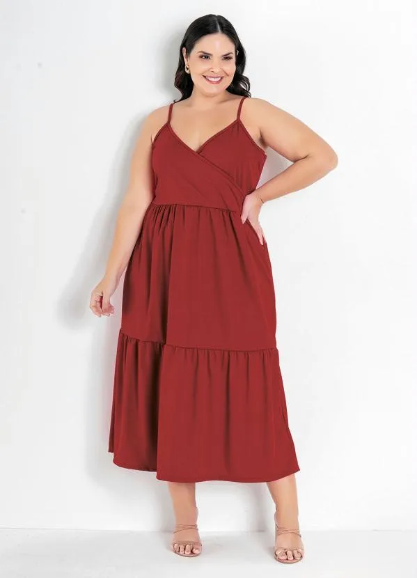 Marguerite - Vestido Vermelho com Transpasse Plus Size
