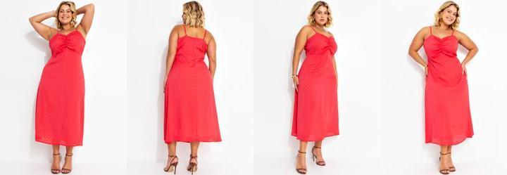 Vestido Vermelho em Crepe Plano