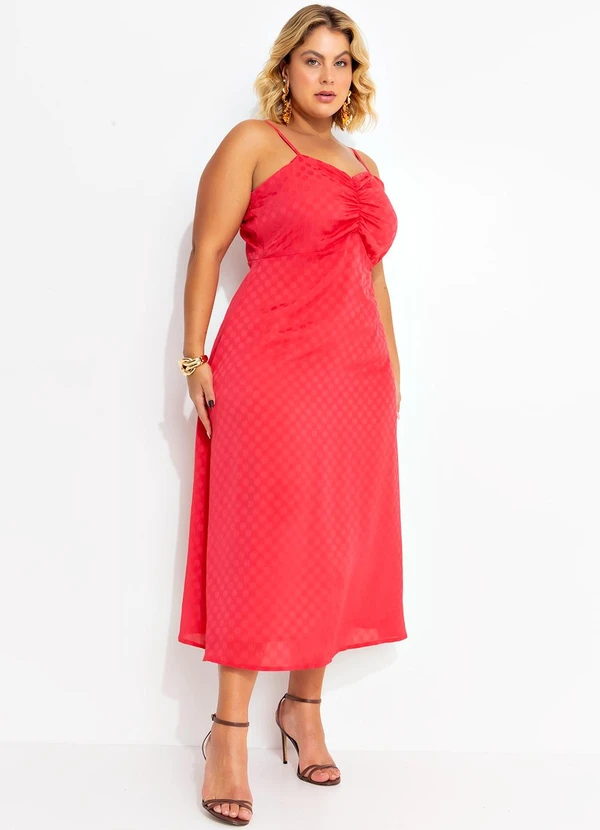 Marguerite - Vestido Vermelho em Crepe Plano 3