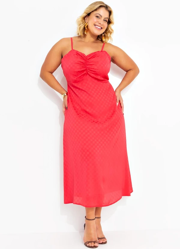 Marguerite - Vestido Vermelho em Crepe Plano 4