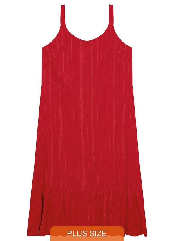 Malwee Plus - Vestido Vermelho Evasê Listrado Mídi 6