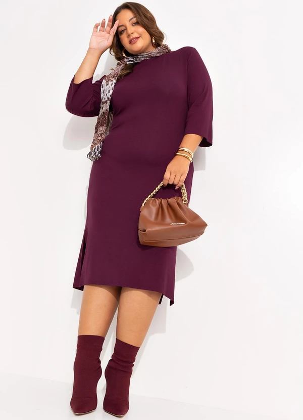Marguerite - Vestido Vinho em Malha de Viscose 5