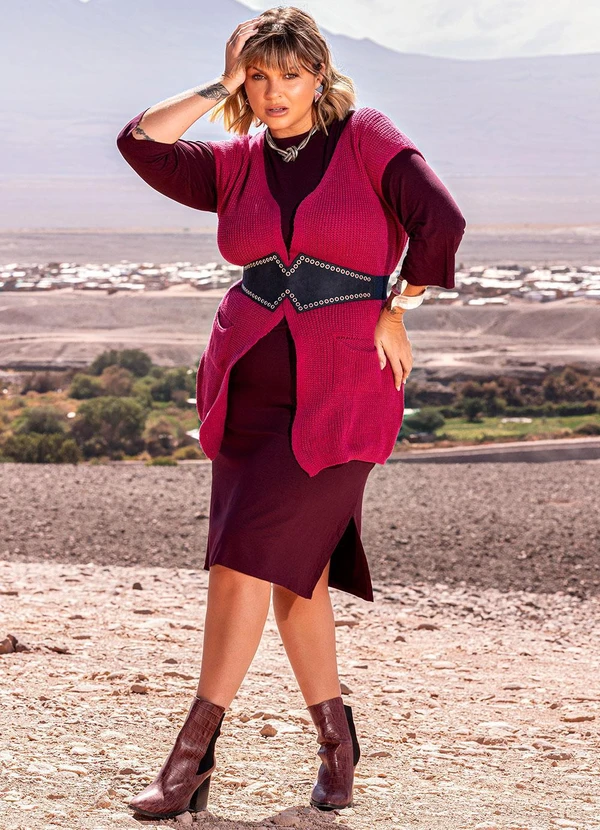 Marguerite - Vestido Vinho em Malha de Viscose 2