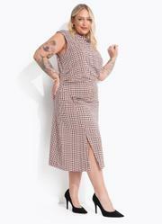 Vestido Xadrez Marrom em Malha Fria