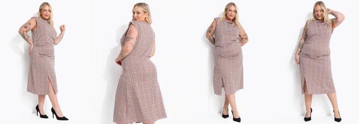 Vestido Xadrez Marrom em Malha Fria