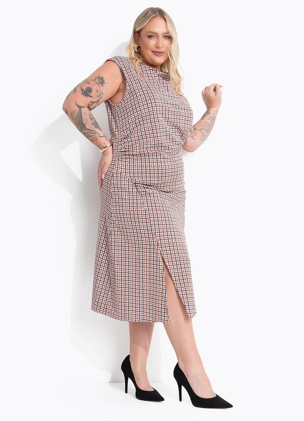 Vestido (Xadrez Marrom) em Malha Fria