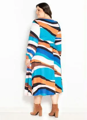 Marguerite - Vestido Zebra Azul com Franzido Plus Size - MARGUERITE