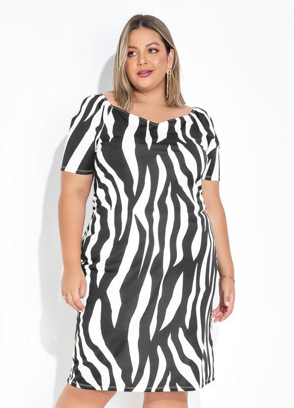 Marguerite - Vestido Zebra Ombro a Ombro Plus Size
