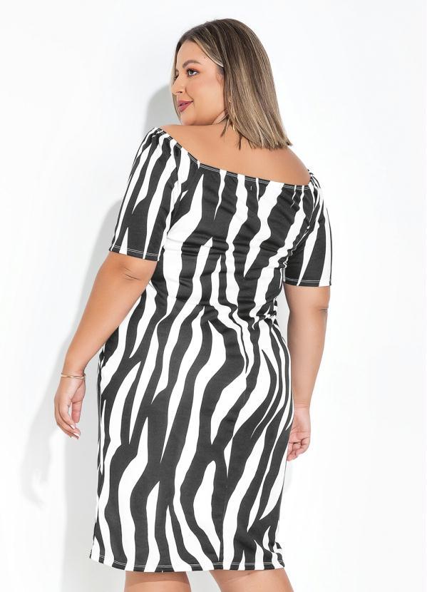 Marguerite - Vestido Zebra Ombro a Ombro Plus Size 2