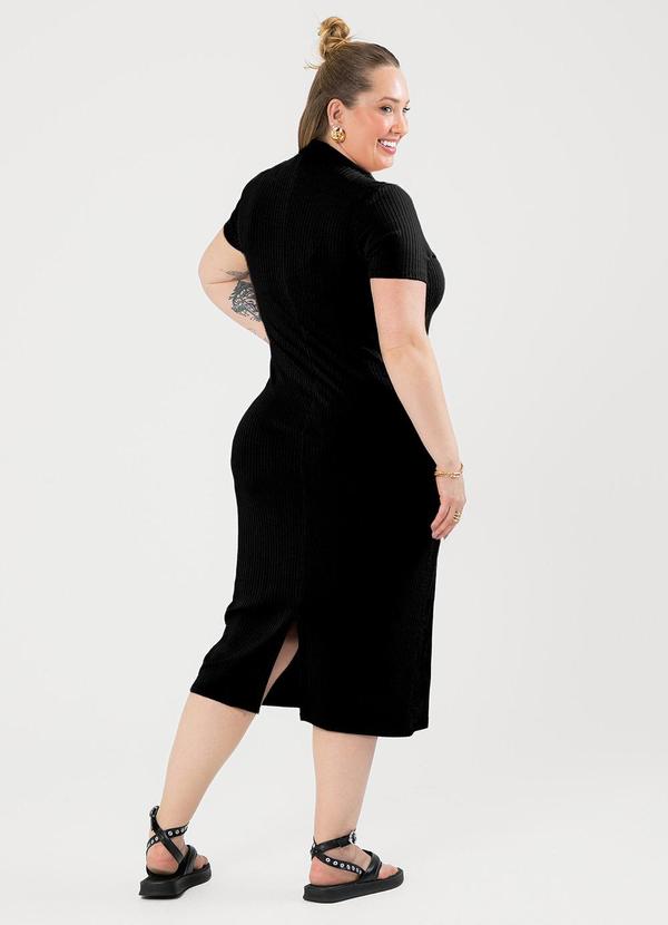 Cativa - Vestido Plus Size Tubinho Canelado Preto 2