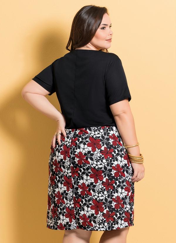 Marguerite - Vestido Manga Curta Preto e Floral Marguerite 2