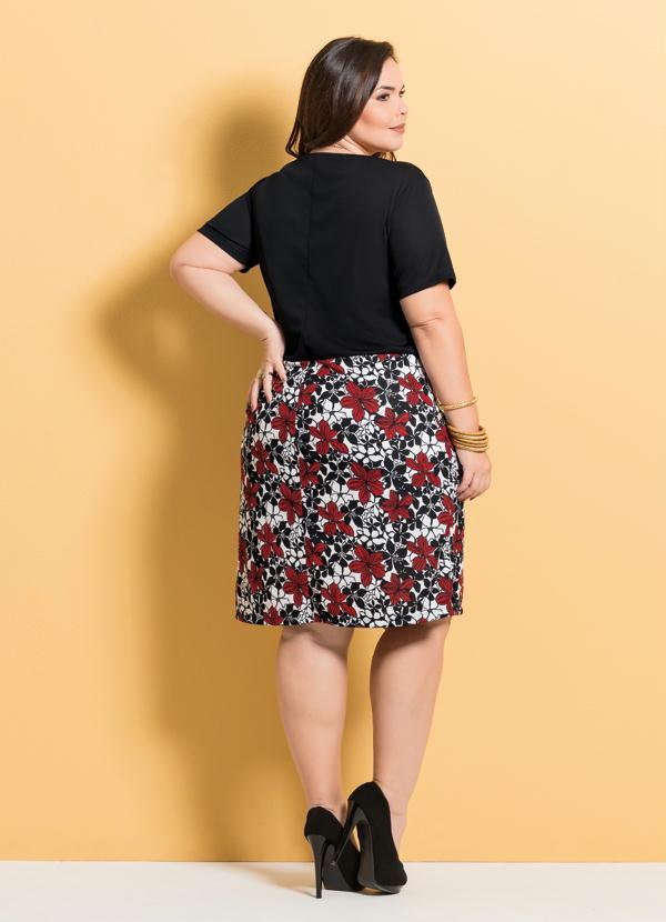 Marguerite - Vestido Manga Curta Preto e Floral Marguerite 4