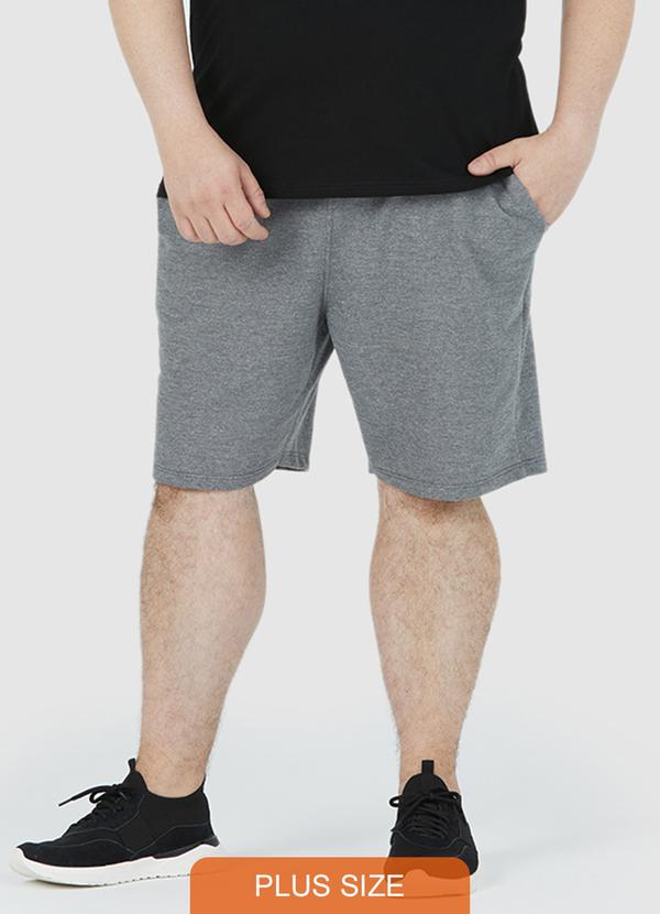 Malwee Plus - Bermuda Moletom Plus Size Masculina Cinza