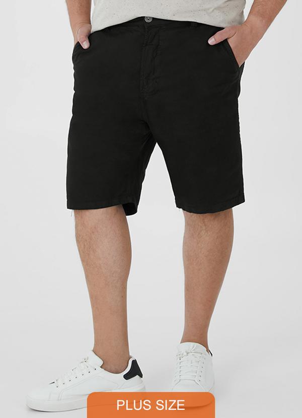 Malwee - Bermuda Slim em Sarja Plus Preto